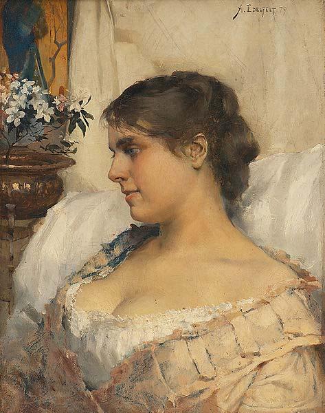 Albert Edelfelt Ung kvinna i sin budoir Spain oil painting art